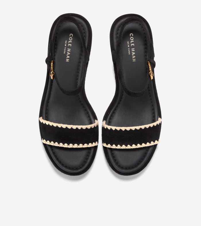 Women's Cloudfeel Asbury Espadrille Wedge Sandals-Black-Natural Raffia
