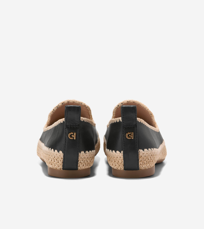 Women's Cloudfeel Asbury Slip-On Loafers-Black-Natural Raffia