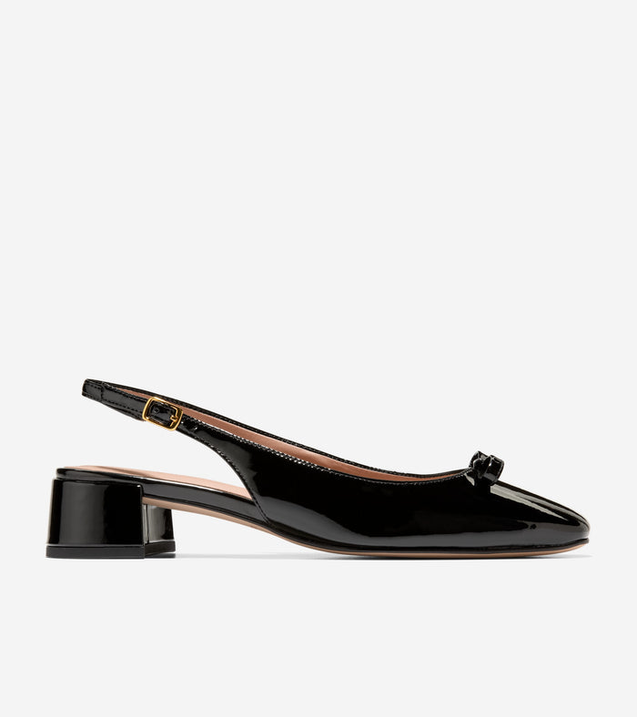 Women's Patsy Bow Slingback Pumps-Black Patent