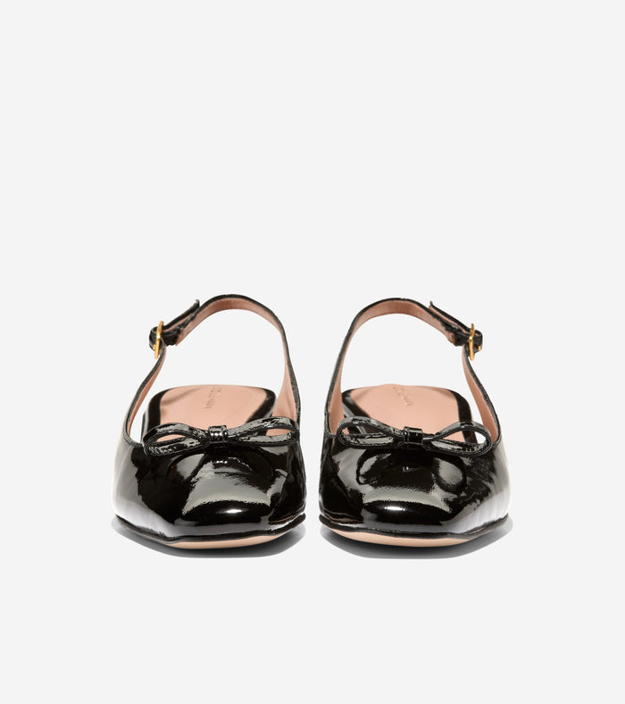 Women's Patsy Bow Slingback Pumps-Black Patent