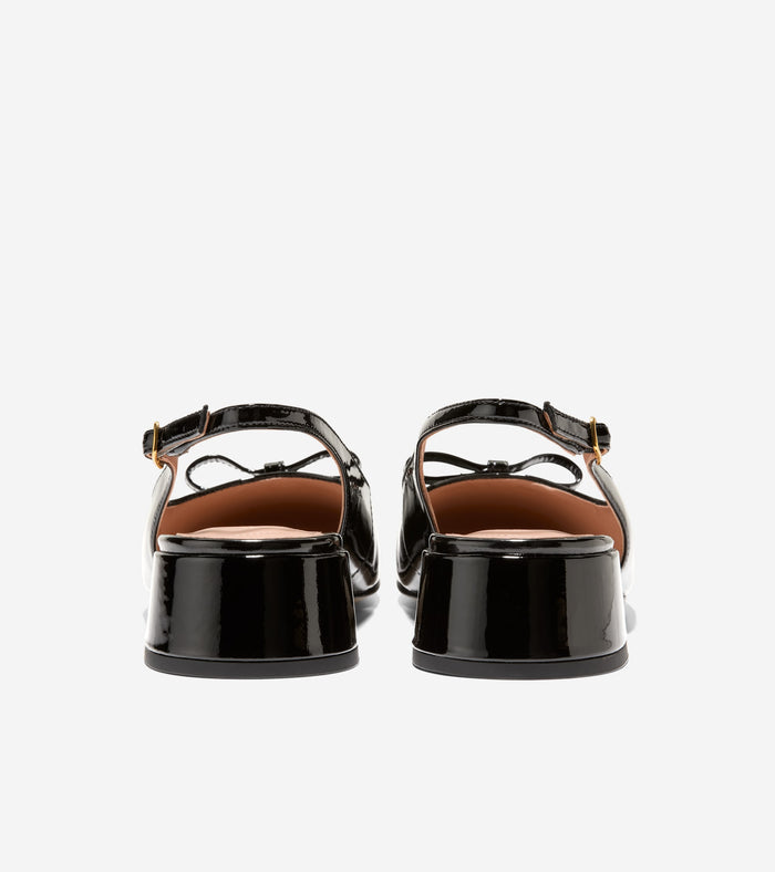 Women's Patsy Bow Slingback Pumps-Black Patent