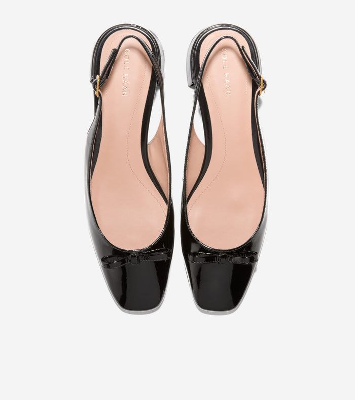 Women's Patsy Bow Slingback Pumps-Black Patent