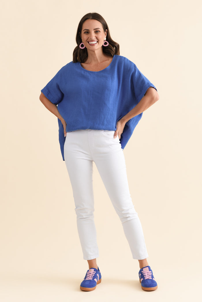 Zadie White Stretch Jeans,Brunette model,alt text|model:MJ