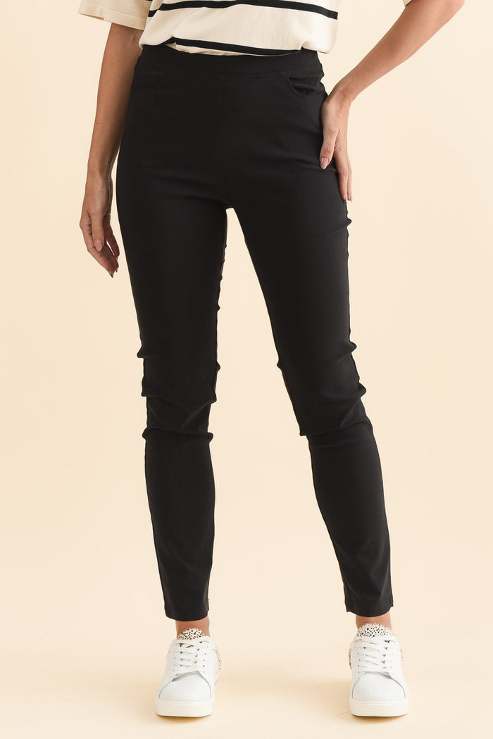 Zara Black Stretch Full Length Pants, alt text|model:MJ