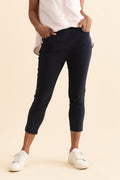Zara Navy Stretch Cropped Pants,Brunette model,alt text|model:Cara