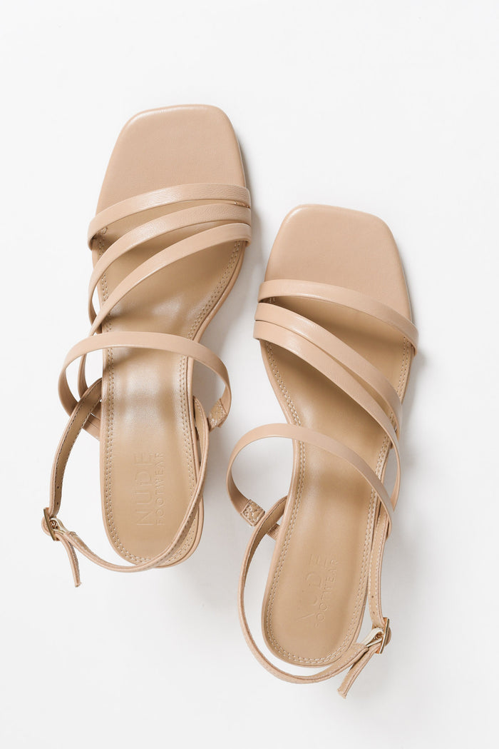 Zella Nude Leather Strappy Heel