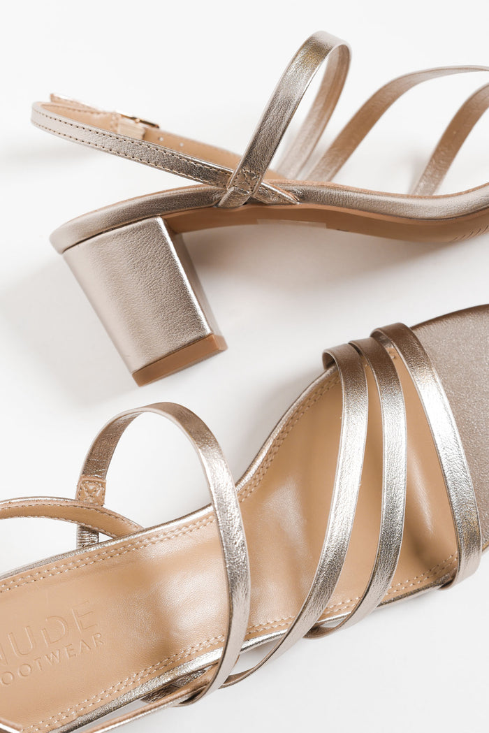 Zella Rose Gold Leather Strappy Heel