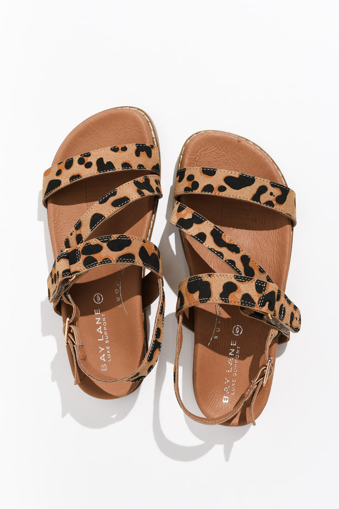 Zorba Brown Leopard Leather Sandal
